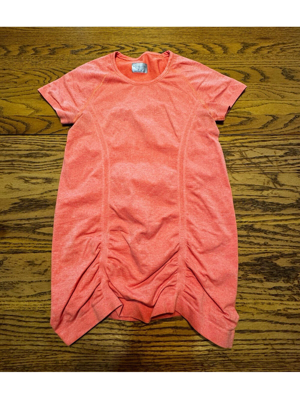 Athleta Women’s Small Coral Ruched Tulip Hem T Shirt Dress Stretch 6438563
